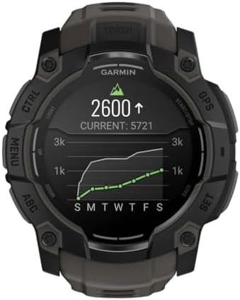 Garmin Instinct  3 45mm  Solar Charged Display  Rugged Outdoor GPS Smartwatch  Metal Reinforced Bezel  Built in Flashlight  Black