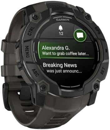 Garmin Instinct  3 45mm  Solar Charged Display  Rugged Outdoor GPS Smartwatch  Metal Reinforced Bezel  Built in Flashlight  Black