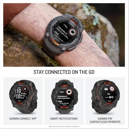 Garmin Instinct  3 45mm  Solar Charged Display  Rugged Outdoor GPS Smartwatch  Metal Reinforced Bezel  Built in Flashlight  Black
