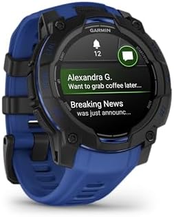 Garmin Instinct  3 45mm  Solar Charged Display  Rugged Outdoor GPS Smartwatch  Metal Reinforced Bezel  Built in Flashlight  Black