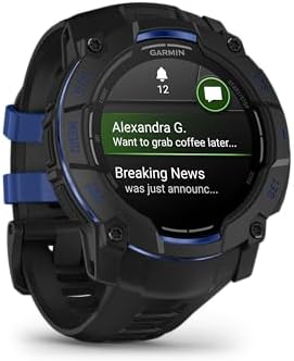 Garmin Instinct  3 45mm  Solar Charged Display  Rugged Outdoor GPS Smartwatch  Metal Reinforced Bezel  Built in Flashlight  Black