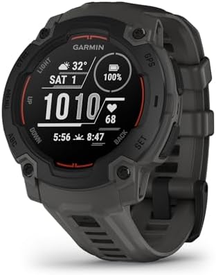 Garmin Instinct  3 45mm  Solar Charged Display  Rugged Outdoor GPS Smartwatch  Metal Reinforced Bezel  Built in Flashlight  Black