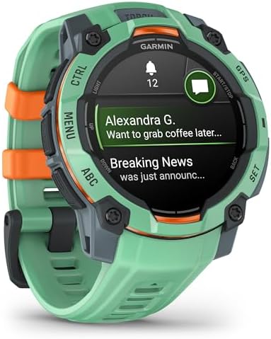 Garmin Instinct  3 45mm  Solar Charged Display  Rugged Outdoor GPS Smartwatch  Metal Reinforced Bezel  Built in Flashlight  Black