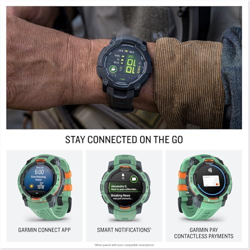 Garmin Instinct  3 45mm  Solar Charged Display  Rugged Outdoor GPS Smartwatch  Metal Reinforced Bezel  Built in Flashlight  Black