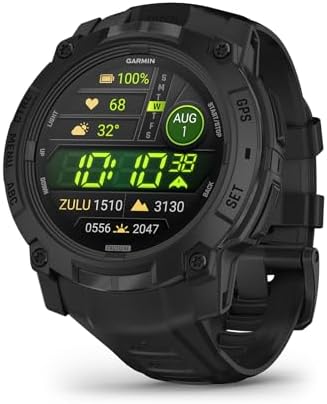 Garmin Instinct  3 45mm  Solar Charged Display  Rugged Outdoor GPS Smartwatch  Metal Reinforced Bezel  Built in Flashlight  Black