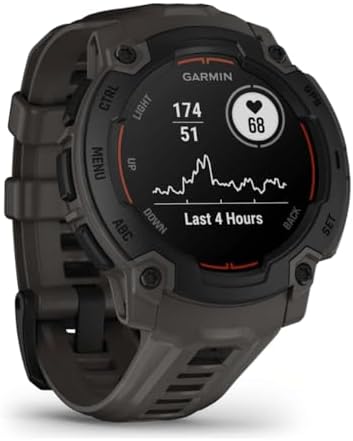 Garmin Instinct  3 45mm  Solar Charged Display  Rugged Outdoor GPS Smartwatch  Metal Reinforced Bezel  Built in Flashlight  Black