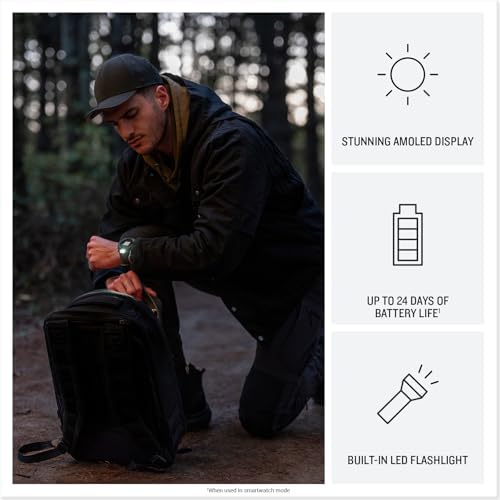 Garmin Instinct  3 45mm  Solar Charged Display  Rugged Outdoor GPS Smartwatch  Metal Reinforced Bezel  Built in Flashlight  Black