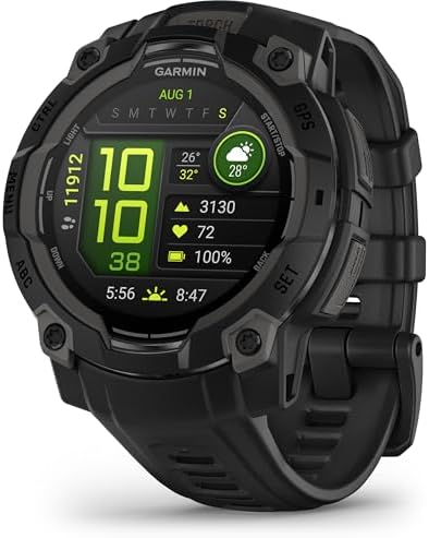 Garmin Instinct  3 45mm  AMOLED Display  Rugged Outdoor GPS Smartwatch  Metal Reinforced Bezel  Built in Flashlight  Up to 18 Days of Battery Life  Black