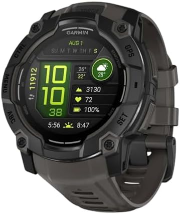Garmin Instinct  3 50mm  AMOLED Display  Rugged Outdoor GPS Smartwatch  Metal Reinforced Bezel  Built in Flashlight  Up to 18 Days of Battery Life  Charcoal