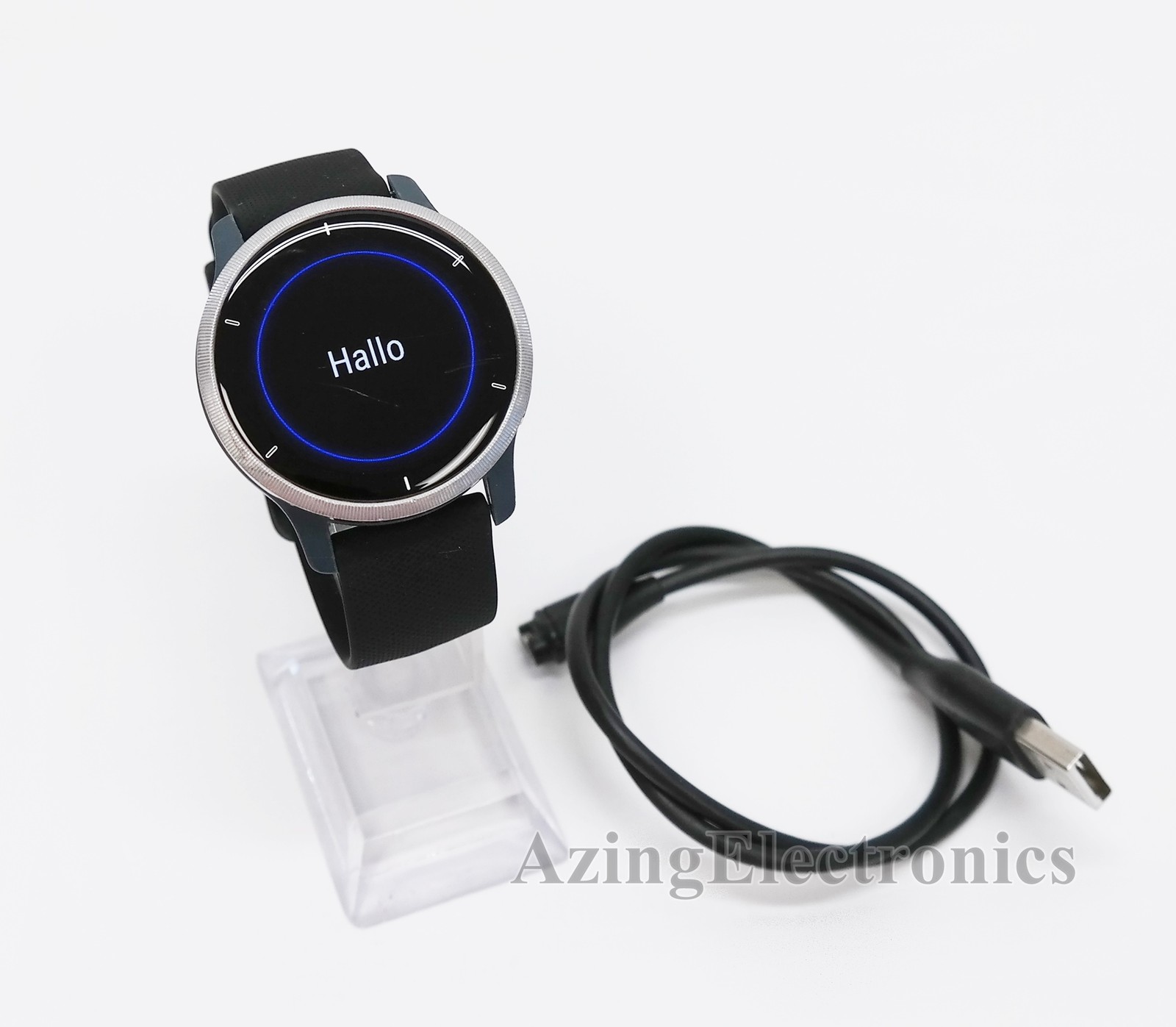 Garmin Venu 2 GPS Smartwatch 45mm Silver Bezel w/ Granite Blue Case READ