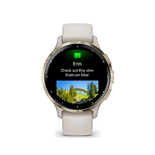 Garmin Venu 3S Soft Gold Stainless Steel Bezel 1 2 Inch AMOLED Touchscreen Display Smart Watch with 41mm Ivory Case and Silicone Band