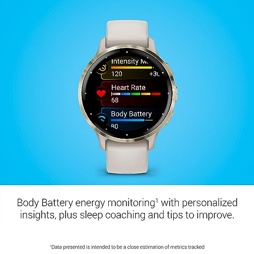 Garmin Venu 3S Soft Gold Stainless Steel Bezel 1 2 Inch AMOLED Touchscreen Display Smart Watch with 41mm Ivory Case and Silicone Band