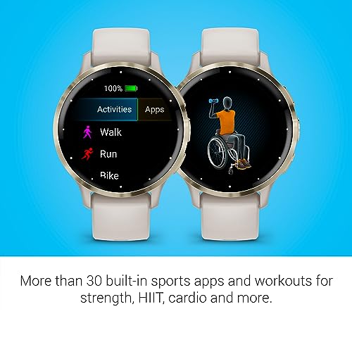 Garmin Venu 3S Soft Gold Stainless Steel Bezel 1 2 Inch AMOLED Touchscreen Display Smart Watch with 41mm Ivory Case and Silicone Band
