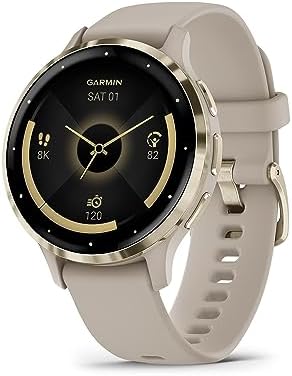 Garmin Venu 3 Slate Stainless Steel Bezel 1 4 Inch AMOLED Touchscreen Display Smart Watch with 45mm Black Case and Silicone Band