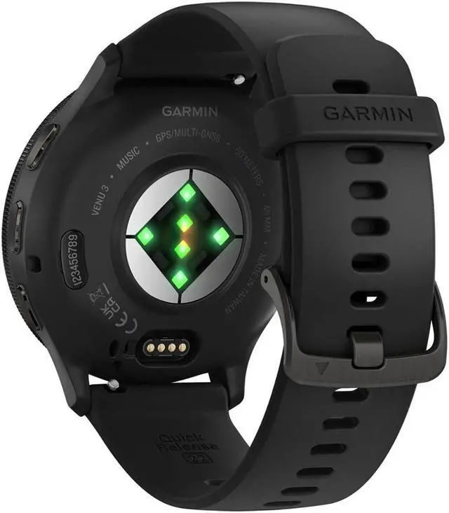 Garmin Venu 3 Slate Stainless Steel Bezel with Black Case and Silicone Band   Smart Watch 010 02784 01