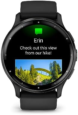 Garmin Venu 3 Slate Stainless Steel Bezel 1 4 Inch AMOLED Touchscreen Display Smart Watch with 45mm Black Case and Silicone Band