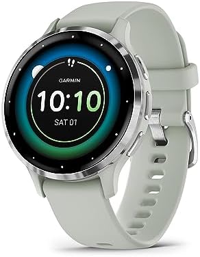 Garmin Venu 3 Slate Stainless Steel Bezel 1 4 Inch AMOLED Touchscreen Display Smart Watch with 45mm Black Case and Silicone Band