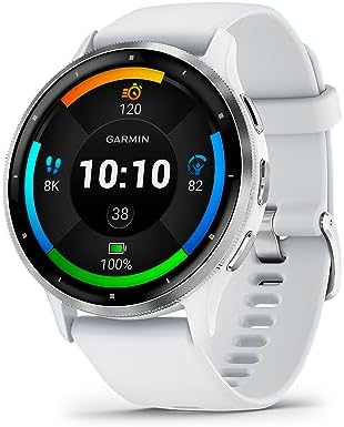 Garmin Venu 3 Slate Stainless Steel Bezel 1 4 Inch AMOLED Touchscreen Display Smart Watch with 45mm Black Case and Silicone Band