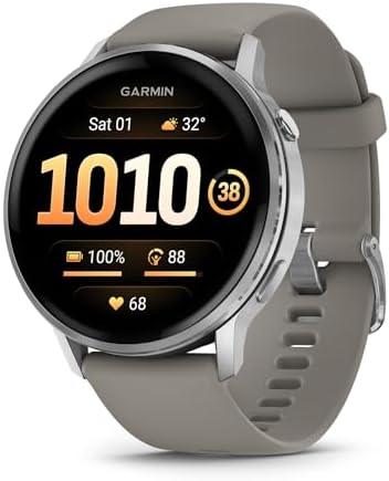 Garmin Venu® 4, 41mm, reloj inteligente avanzado de GPS para salud y fitness, pantalla brillante y colorida, linterna incorporada, 10 días de duración de batería, color plateado con banda de silicona