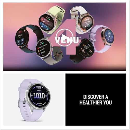 Garmin Venu® 4, 41mm, reloj inteligente avanzado de GPS para salud y fitness, pantalla brillante y colorida, linterna incorporada, 10 días de duración de batería, color plateado con banda de silicona
