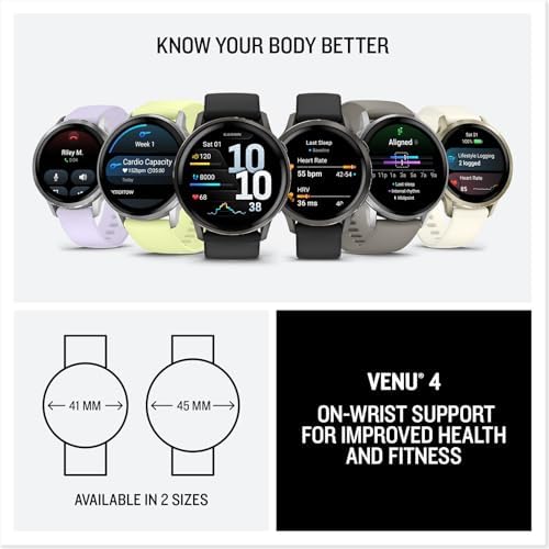 Garmin Venu  4  41mm  Advanced Health and Fitness GPS Smartwatch  Bright and Colorful Display  Built in Flashlight  10 Days of Battery Life  Silver with Periwinkle Silicone Band