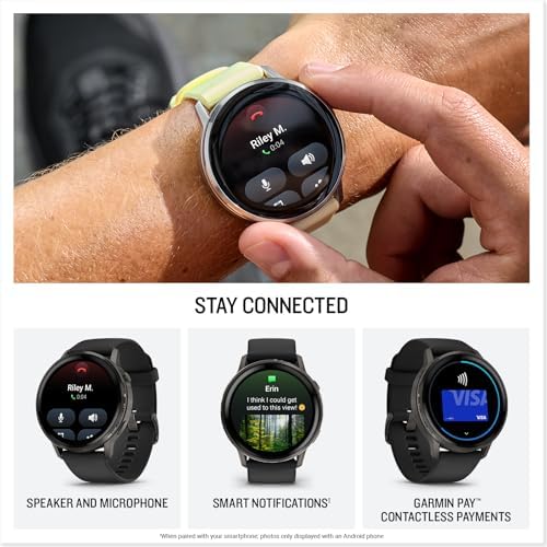Garmin Venu  4  45mm  Advanced Health and Fitness GPS Smartwatch  Bright and Colorful Display  Built in Flashlight  12 Days of Battery Life  Slate with Black Silicone Band