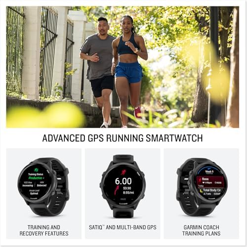 Garmin  Forerunner  570  47mm  Advanced GPS Running and Triathlon Smartwatch  AMOLED Display  Training and Recovery Features  Slate Gray Aluminum with Translucent Black/Black Band