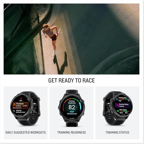 Garmin  Forerunner  570  47mm  Advanced GPS Running and Triathlon Smartwatch  AMOLED Display  Training and Recovery Features  Slate Gray Aluminum with Translucent Black/Black Band