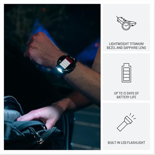 Garmin  Forerunner  970  Premium GPS Running and Triathlon Smartwatch  AMOLED Display  Built in LED Flashlight  Carbon Gray DLC Titanium with Black Case and Translucent Whitestone Band