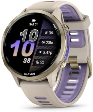 Garmin  Forerunner  970  Premium GPS Running and Triathlon Smartwatch  AMOLED Display  Built in LED Flashlight  Carbon Gray DLC Titanium with Black Case and Translucent Whitestone Band