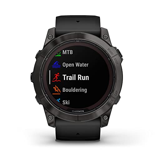 Garmin f nix 7X Pro Sapphire Solar  Multisport GPS Smartwatch  Built in Flashlight  Solar Charging Capability  010 02778 10  Black
