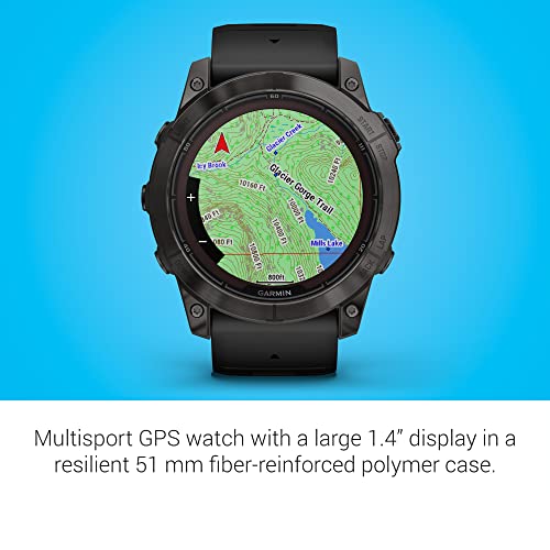 Garmin f nix 7X Pro Sapphire Solar  Multisport GPS Smartwatch  Built in Flashlight  Solar Charging Capability  010 02778 10  Black
