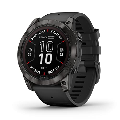Garmin f nix 7X Pro Sapphire Solar  Multisport GPS Smartwatch  Built in Flashlight  Solar Charging Capability  010 02778 10  Black