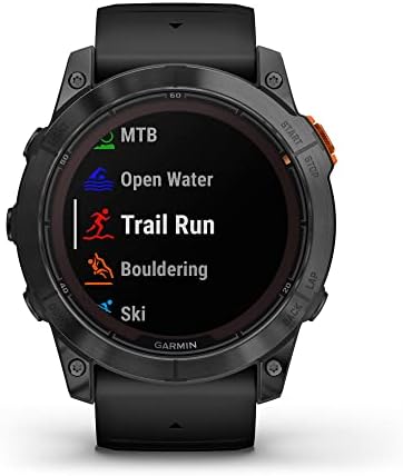 Garmin f nix 7X Pro Sapphire Solar  Multisport GPS Smartwatch  Built in Flashlight  Solar Charging Capability  Fog Gray/Ember Orange