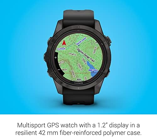 Garmin f nix 7X Pro Sapphire Solar  Multisport GPS Smartwatch  Built in Flashlight  Solar Charging Capability  Fog Gray/Ember Orange