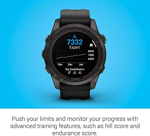 Garmin f nix 7X Pro Sapphire Solar  Multisport GPS Smartwatch  Built in Flashlight  Solar Charging Capability  Fog Gray/Ember Orange