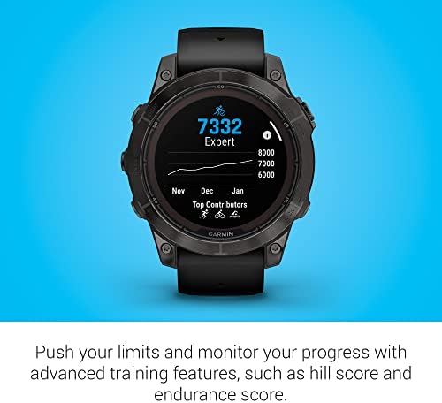 Garmin f nix 7X Pro Sapphire Solar  Multisport GPS Smartwatch  Built in Flashlight  Solar Charging Capability  Fog Gray/Ember Orange