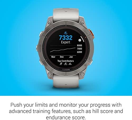 Garmin f nix 7X Pro Sapphire Solar  Multisport GPS Smartwatch  Built in Flashlight  Solar Charging Capability  Fog Gray/Ember Orange