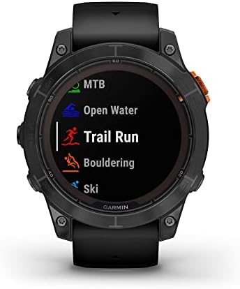 Garmin f nix 7X Pro Sapphire Solar  Multisport GPS Smartwatch  Built in Flashlight  Solar Charging Capability  Fog Gray/Ember Orange