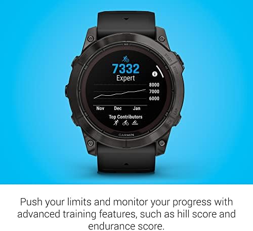 Garmin f nix 7X Pro Sapphire Solar  Multisport GPS Smartwatch  Built in Flashlight  Solar Charging Capability  Fog Gray/Ember Orange