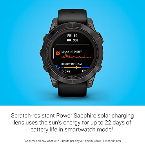 Garmin f nix 7 Pro Sapphire Solar  Multisport GPS Smartwatch  Built in Flashlight  Solar Charging Capability  Black
