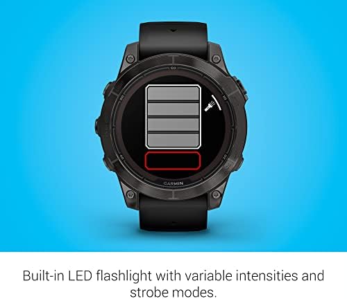 Garmin f nix 7 Pro Sapphire Solar  Multisport GPS Smartwatch  Built in Flashlight  Solar Charging Capability  Black