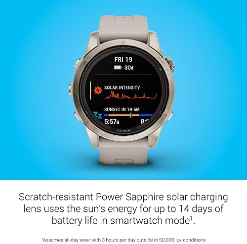 Garmin f nix 7 Pro Sapphire Solar  Multisport GPS Smartwatch  Built in Flashlight  Solar Charging Capability  Black