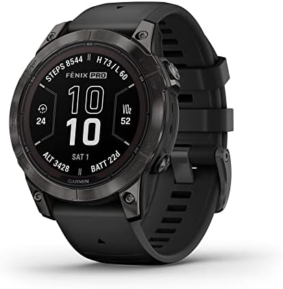 Garmin f nix 7 Pro Sapphire Solar  Multisport GPS Smartwatch  Built in Flashlight  Solar Charging Capability  Black