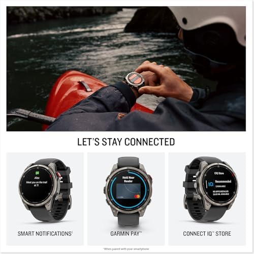 Garmin fēnix® 8 Pro, 2.008 in, pantalla AMOLED, reloj inteligente GPS multideporte conectado premium, tecnología inReach®, zafiro, titanio con correa de silicona grafito/negro