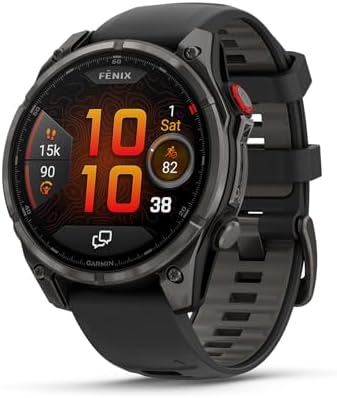 Garmin fēnix® 8 Pro, 2.008 in, pantalla AMOLED, reloj inteligente GPS multideporte conectado premium, tecnología inReach®, zafiro, titanio con correa de silicona grafito/negro