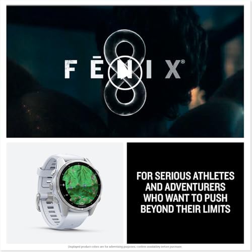 Garmin f nix  8   43mm  AMOLED  Sapphire  Premium Multisport GPS Smartwatch  Long Lasting Battery Life  Dive Rated  Built in LED Flashlight  Carbon Gray DLC Titanium with Pebble Gray Band