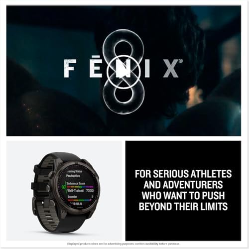 Garmin f nix  8   47mm  AMOLED  Premium Multisport GPS Smartwatch  Long Lasting Battery Life  Dive Rated  Built in LED Flashlight  Slate Gray with Black Band