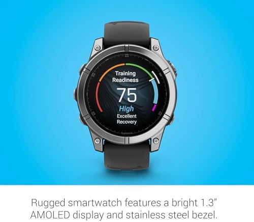 Garmin f nix  8   47 mm  AMOLED  Sapphire  Premium Multisport GPS Smartwatch  Long Lasting Battery Life  Dive Rated  Built in LED Flashlight  Carbon Gray DLC Titanium with Pebble Gray Band