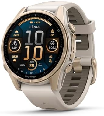 Garmin f nix  8   47 mm  AMOLED  Sapphire  Premium Multisport GPS Smartwatch  Long Lasting Battery Life  Dive Rated  Built in LED Flashlight  Titanium with Spark Orange/Graphite Band